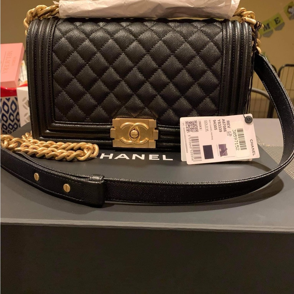 Chanel Black Quilted Crossbody with Gold Chain